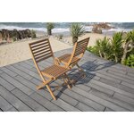 Lot de 2 chaises de jardin pliantes en eucalyptus FSC - 57 x 46,5 x 90 cm