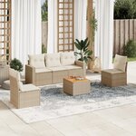 vidaXL Salon de jardin avec coussins 6 Pièces beige résine tressée