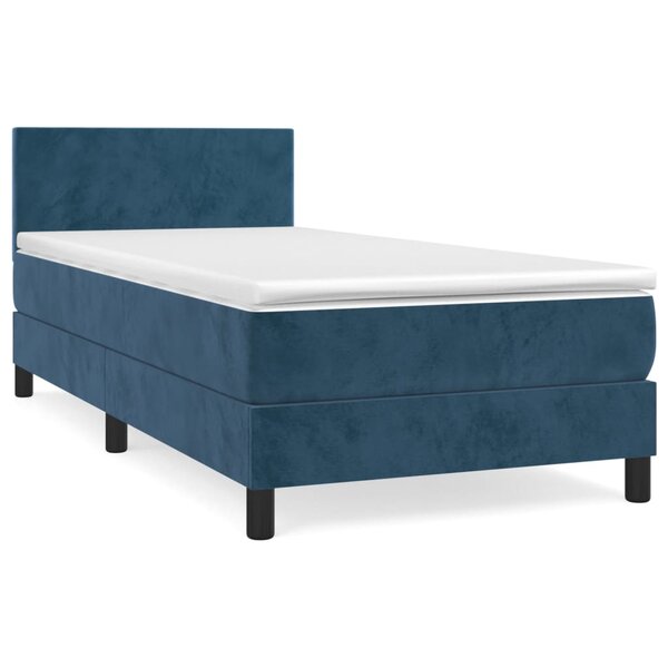 vidaXL Sommier à lattes de lit avec matelas Bleu foncé 100x200 cm