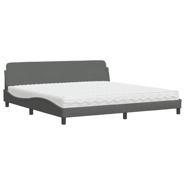 vidaXL Lit avec matelas gris foncé 200x200 cm tissu