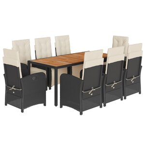 vidaXL Ensemble à manger de jardin 9Pièces coussins noir résine tressée