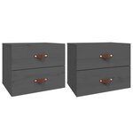 vidaXL Tables de chevet murales 2 Pièces Gris 50x36x40 cm