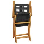 vidaXL Chaises de jardin pliantes lot de 4 noir poly rotin bois massif