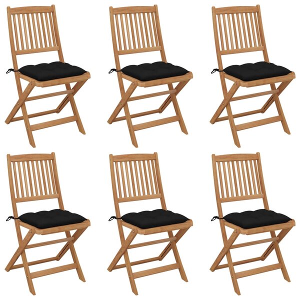 vidaXL Chaises pliables de jardin lot de 6 avec coussins Bois d'acacia