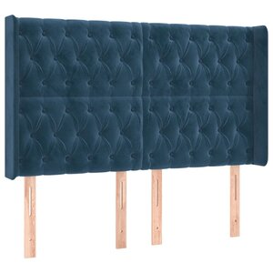 vidaXL Tête de lit avec oreilles Bleu foncé 163x16x118/128 cm Velours