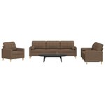 vidaXL Ensemble de canapés 3 Pièces avec coussins décoratifs marron tissu