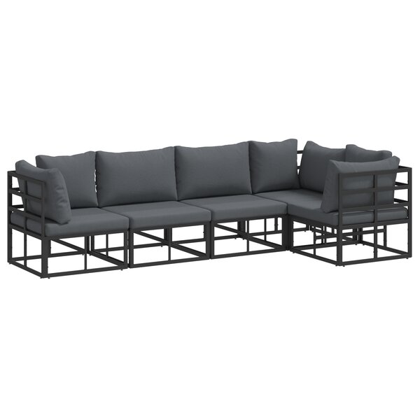 vidaXL Ensemble de canapé de jardin 5 Pièces Noir 283 x 143 x 71 cm