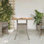vidaXL Table de jardin et dessus en bois d'acacia gris résine tressée