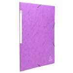 Chemises À Élastiques Carte Lustrée 3 Rabats Monobloc - Violet - X 50 - Exacompta