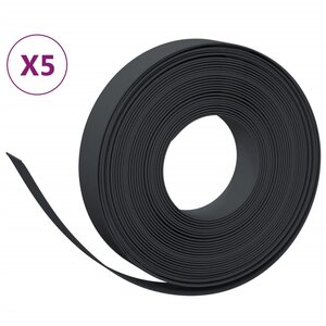 vidaXL Bordures de jardin 5 Pièces noir 10 m 10 cm polyéthylène