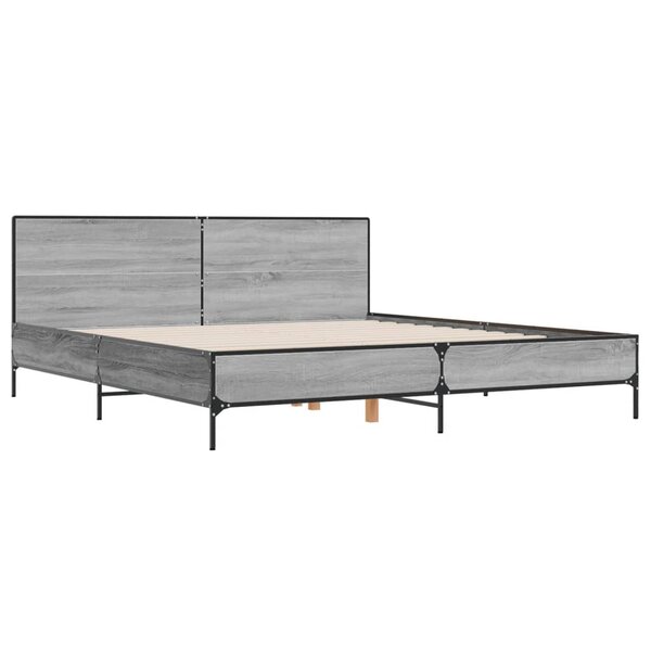vidaXL Cadre de lit sonoma gris 200x200 cm bois d'ingénierie et métal