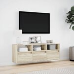 vidaXL Meuble TV mural avec lumières LED chêne sonoma 130x31x45 cm
