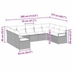 Ensemble de canapé de jardin 9 pièces vidaXL avec coussins en rotin poly brun