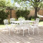 vidaXL Ensemble de salle à manger de jardin de 7 pièces en aluminium moulé blanc