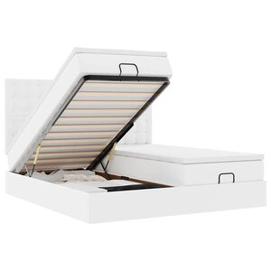 vidaXL Cadre de lit ottoman et matelas blanc pur 200x200cm similicuir