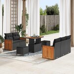 vidaXL Ensemble de canapé de jardin avec coussin 8 Pièces Noir