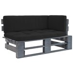 vidaXL Canapé d'angle palette de jardin Gris Bois de pin imprégné