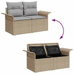 vidaXL Ensemble de canapé de jardin 6 Pièces Beige Poly rotin