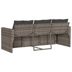 vidaXL Canapé de jardin avec coussins 3 places gris résine tressée