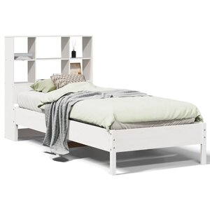 vidaXL Lit bibliothèque sans matelas blanc 90x200cm bois de pin massif