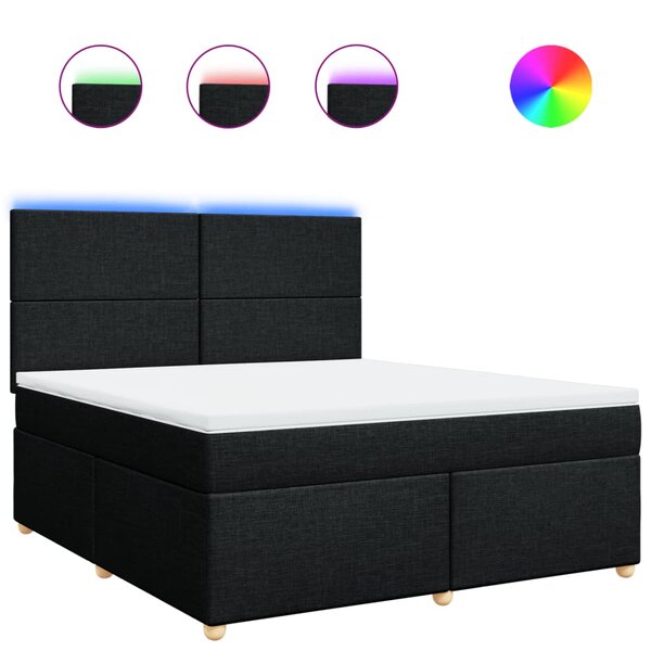 vidaXL Sommier à lattes de lit avec matelas Noir 180x200 cm Tissu