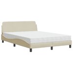 vidaXL Lit avec matelas crème 140x200 cm tissu
