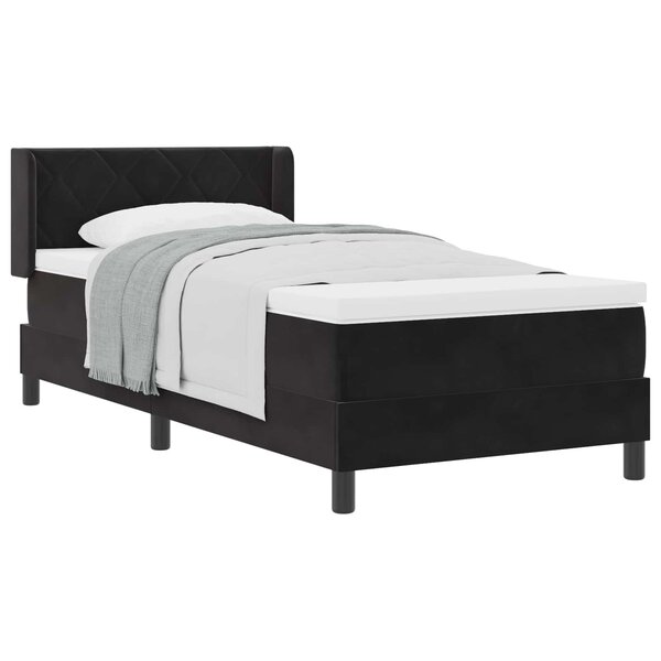 vidaXL Lit à ressorts avec tête de lit Noir 200 x 90 cm Velours