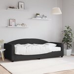 vidaXL Lit de jour avec matelas noir 90x190 cm tissu
