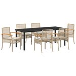 vidaXL Ensemble de salle à manger de jardin 7 pièces avec coussins Beige Poly Rattan