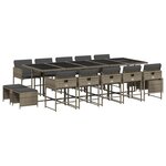 vidaXL Ensemble à manger de jardin 15 Pièces coussins gris résine tressée