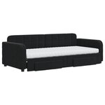 vidaXL Lit de jour avec gigogne et tiroirs noir 90x200 cm velours