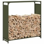 vidaXL Portant de bois chauffage vert olive 90x28x90 cm