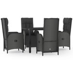vidaXL Ensemble à manger de jardin coussins 5Pièces Noir Résine tressée