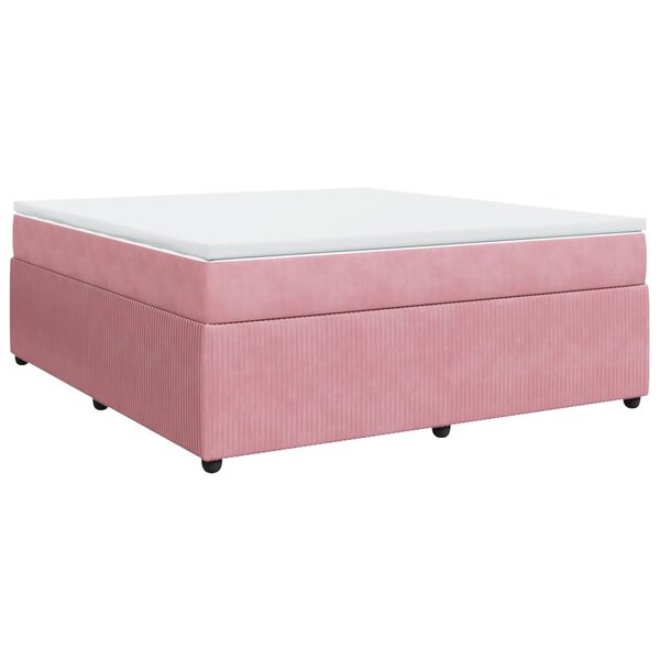 vidaXL Sommier à lattes de lit avec matelas Rose 180x200 cm Velours