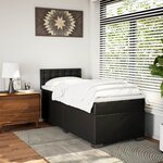 vidaXL Sommier à lattes de lit avec matelas Noir 80x200cm Similicuir
