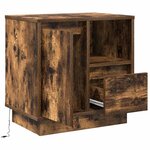 vidaXL Table de chevet avec lumières LED Chêne fumé 50x34 5x50 cm