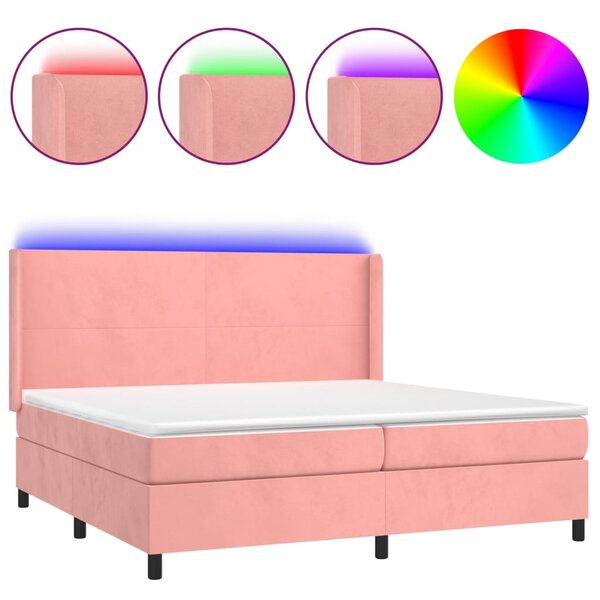 vidaXL Sommier à lattes de lit matelas et LED Rose 200x200 cm Velours