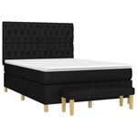 vidaXL Sommier à lattes de lit avec matelas Noir 140x200 cm Tissu