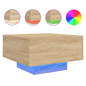 vidaXL Table basse avec lumières LED chêne sonoma 55x55x31 cm