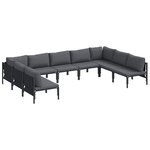 vidaXL Ensemble de canapé de jardin 9 pc Noir Acier