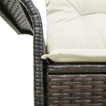 Canapé de jardin 2 places vidaXL avec coussins en poly rattan brun