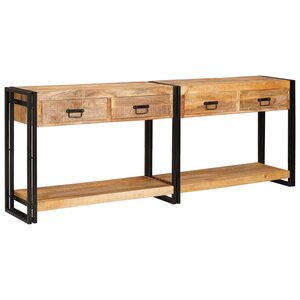 vidaXL Tables console avec tiroir 2 Pièces Marron Bois de mangue massif