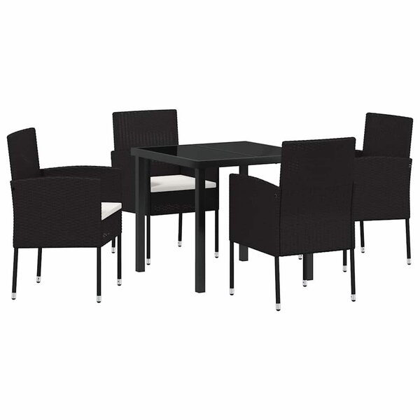 vidaXL Ensemble de salle à manger pour jardin 5 Pièces Noir Poly rotin