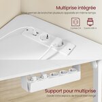 Bureau électrique réglable en hauteur table d’angle en L 140 x 160 cm avec multiprise fonction mémoire 2 hauteurs pour télétravail blanc 12_0004615