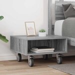 vidaXL Table d'appoint avec roues Gris Sonoma 50 5 x 50 x 30 cm
