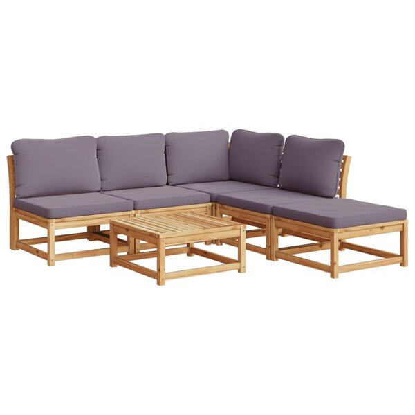 vidaXL Salon de jardin 6 Pièces avec coussins bois d'acacia solide
