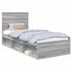 vidaXL Cadre de lit Gris Sonoma 90 x 190 cm Bois de pin massif