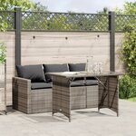 vidaXL Ensemble à manger de jardin et coussins 2 Pièces gris rotin
