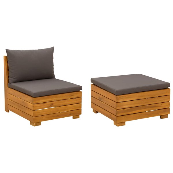 vidaXL Ensemble de salon de jardin 2 Pièce Marron Bois d'Acacia Massif