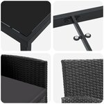 vidaXL Ensemble de salle à manger de jardin 5 pièces avec coussins Noir Rattan poly